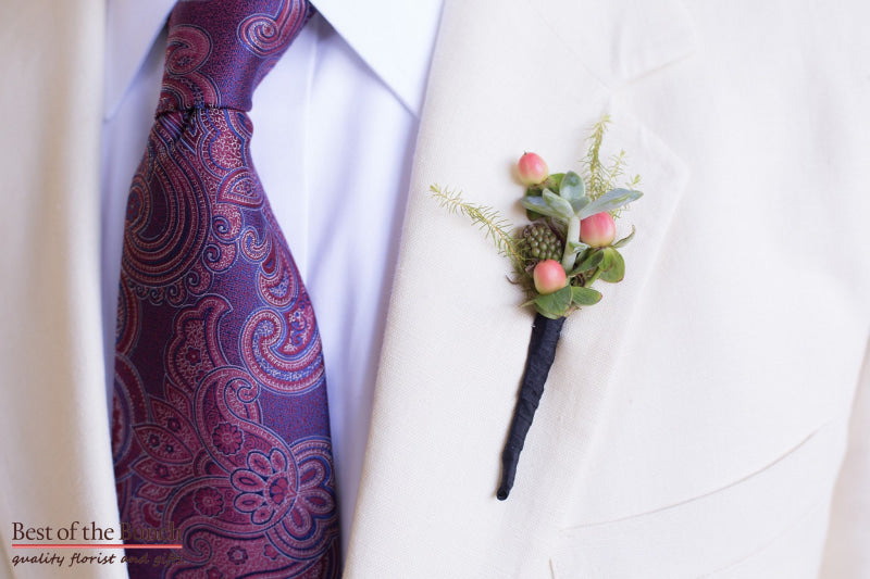 Buttonhole Nature’s Own - Multiple flower Buttonhole (Boutonniere) - Best of the Bunch Florist Wellington