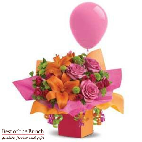 Flower Box Bouquet Box of Wishes with Balloon - Best of the Bunch Florist Wellington