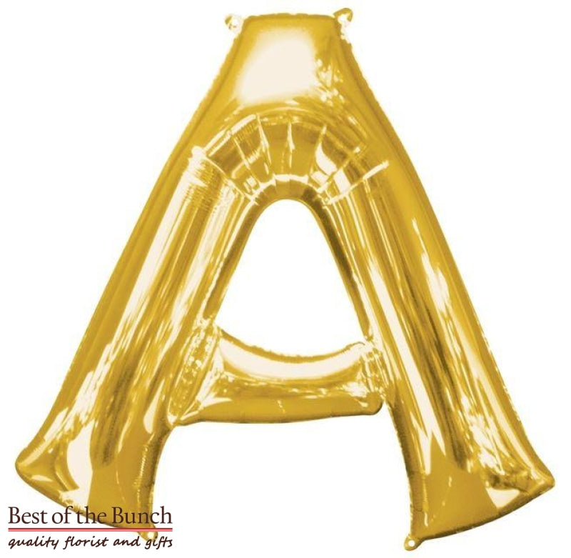 Giant XXL Extra Large Alphabet Letter A Gold Foil Helium Balloon 86cm (34") - Best of the Bunch Florist Wellington