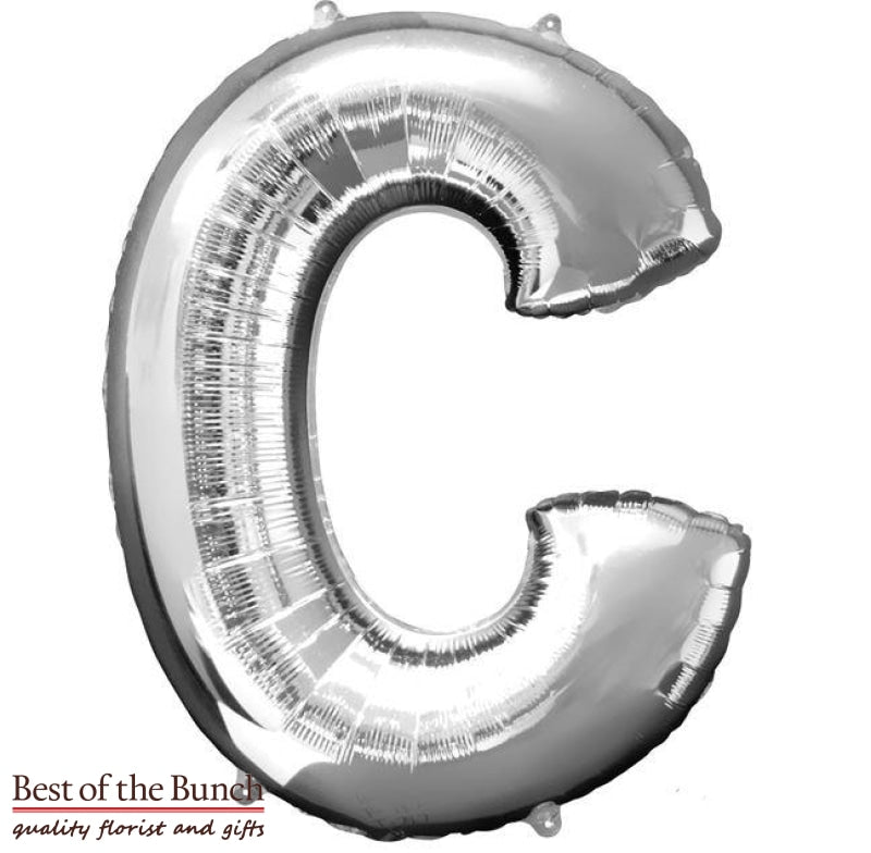 Giant XXL Extra Large Alphabet Letter C Silver Foil Helium Balloon 86cm (34") - Best of the Bunch Florist Wellington