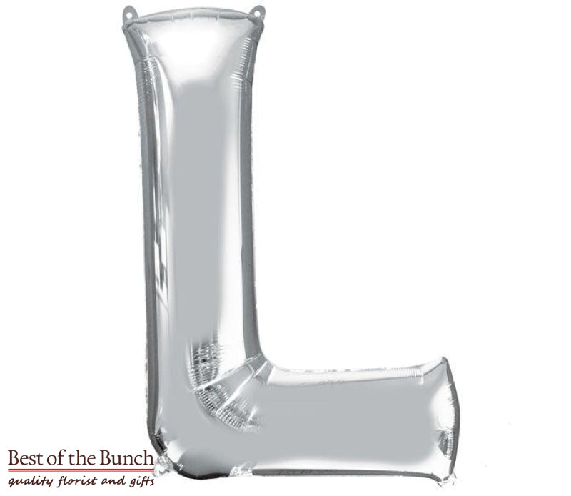 Giant XXL Extra Large Alphabet Letter L Silver Foil Helium Balloon 86cm (34") - Best of the Bunch Florist Wellington