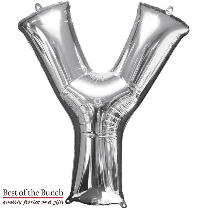 Giant XXL Extra Large Alphabet Letter Y Silver Foil Helium Balloon 86cm (34") - Best of the Bunch Florist Wellington