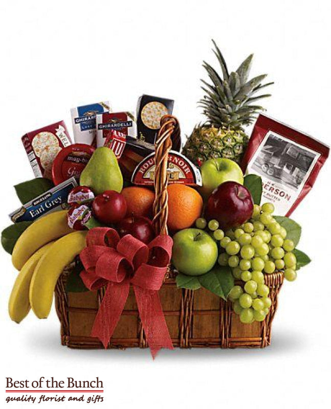 Gourmet snacks fruit savoury & tea gift baskets gift boxes gift hampers delivered Wellington same day delivery. Gourmet snacks fruit savoury & tea gift hampers boxes and baskets