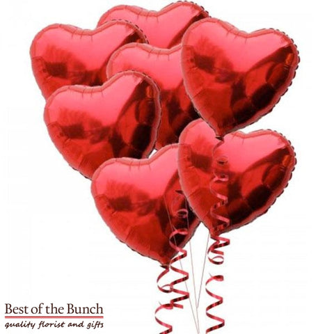 Plain Heart Shaped Foil - Bouquet of Helium Balloons  - Choose Your Colours - Solid Colours - Best of the Bunch Florist Wellington