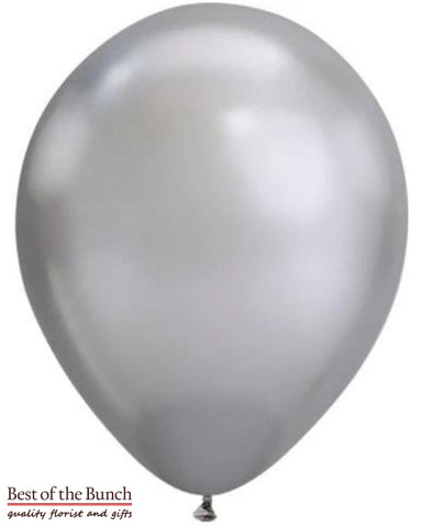 Silver Plain Latex Helium Balloon 28cm (11") - Best of the Bunch Florist Wellington
