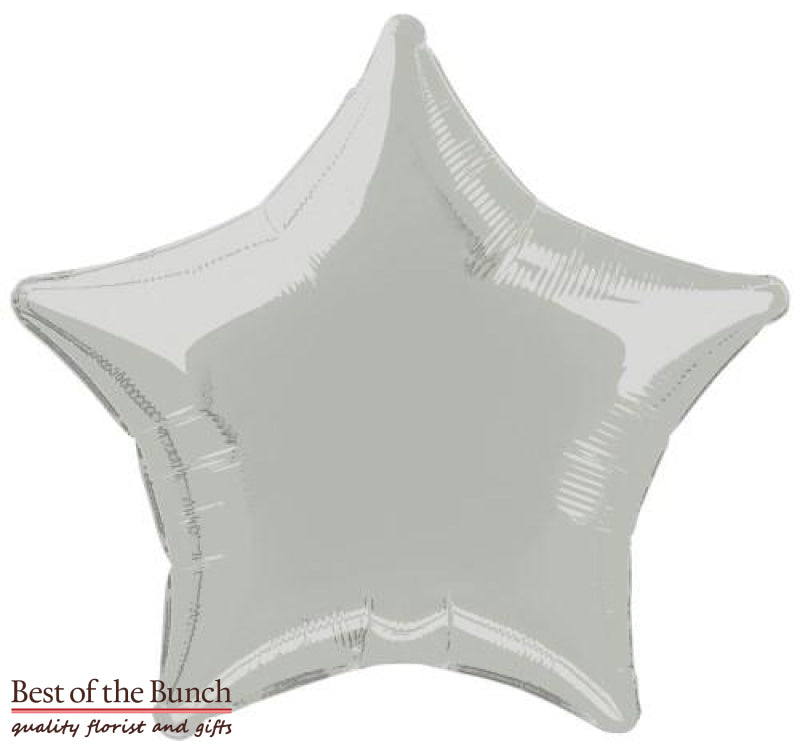 Silver Star Shaped Foil Helium Balloon 51cm (20") - Best of the Bunch Florist Wellington