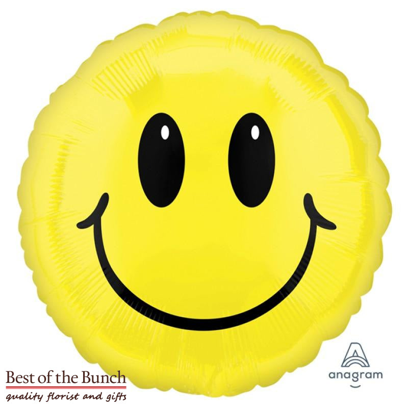 Smiley Face Foil Helium Balloon 45cm (18") - Best of the Bunch Florist Wellington
