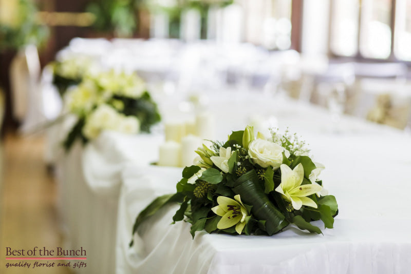 Table Flower Arrangement Ivory Garden - Best of the Bunch Florist Wellington