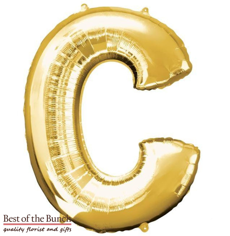 Giant XXL Extra Large Alphabet Letter C Gold Foil Helium Balloon 86cm (34") - Best of the Bunch Florist Wellington