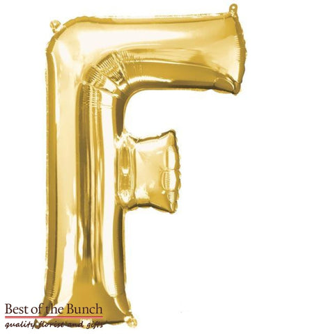 Giant XXL Extra Large Alphabet Letter F Gold Foil Helium Balloon 86cm (34") - Best of the Bunch Florist Wellington