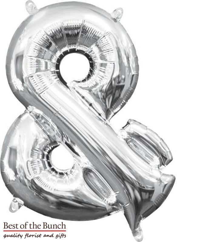 Giant XXL Extra Large Symbol & (and) Ampersand Silver Foil Helium Balloon 86cm (34") - Best of the Bunch Florist Wellington