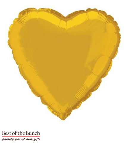 Gold Heart Shaped Foil Helium Balloon 45cm (18") - Best of the Bunch Florist Wellington