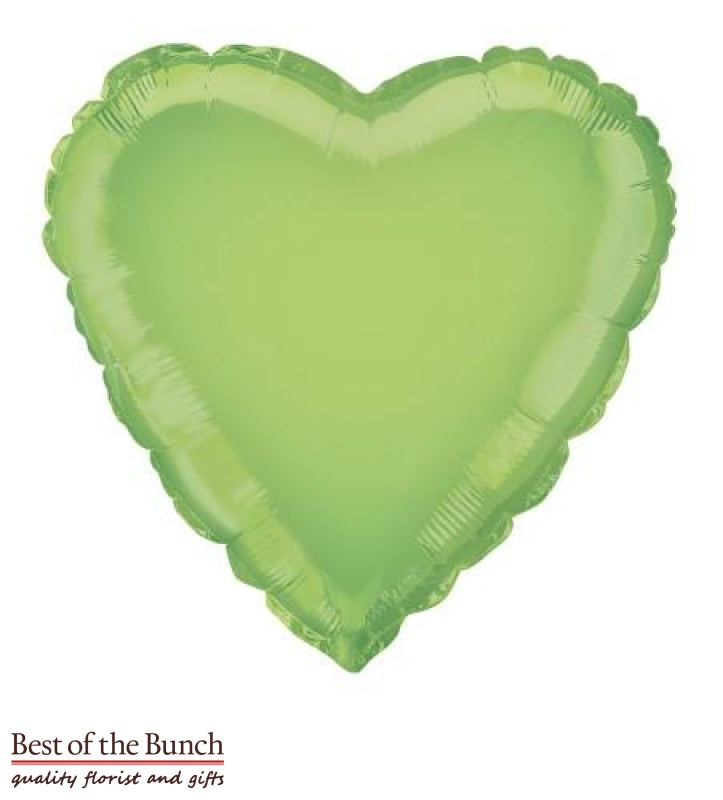 Lime Green Heart Shaped Foil Helium Balloon 45cm (18") - Best of the Bunch Florist Wellington