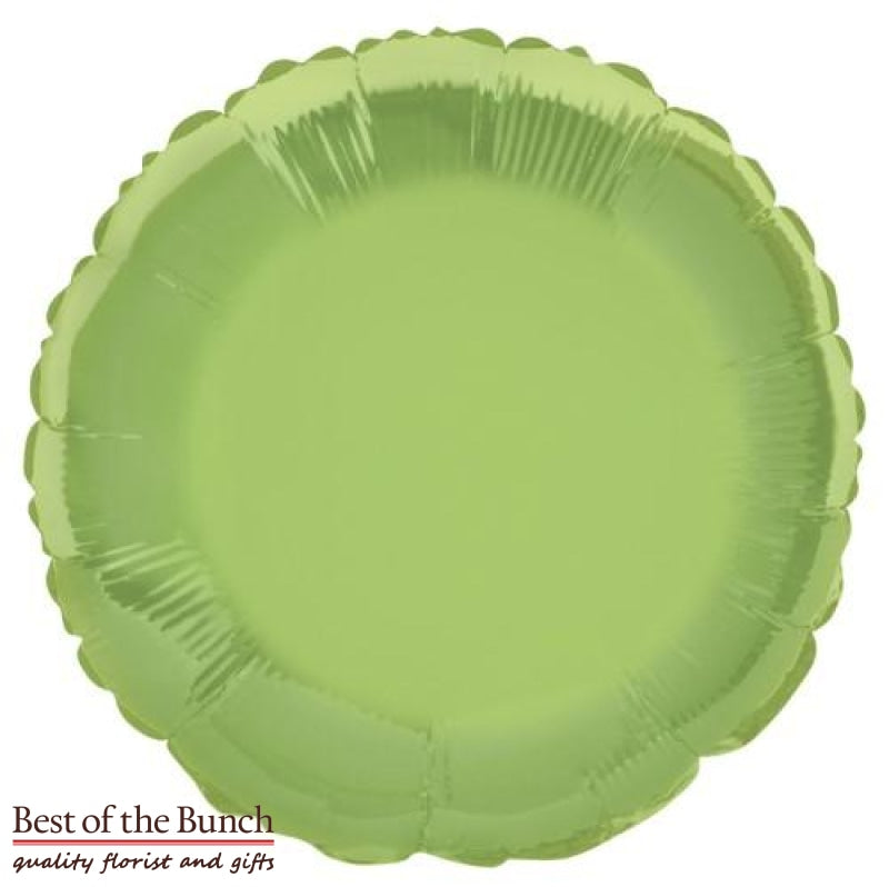 Lime Green Round Shaped Foil Helium Balloon 45cm (18") - Best of the Bunch Florist Wellington