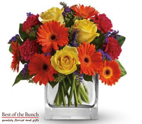 Flower Bouquet Sunset With Vase - Best of the Bunch Florist Wellington
