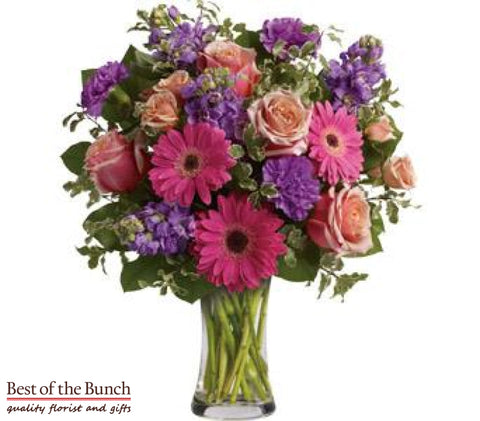 Flower Bouquet Sweet promises With Vase - Best of the Bunch Florist Wellington