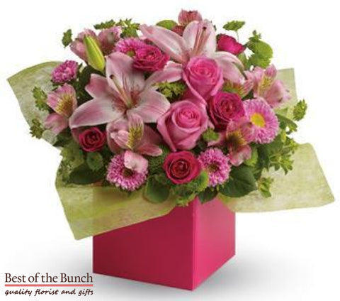 Flower Box Bouquet Perfectly Pink - Best of the Bunch Florist Wellington