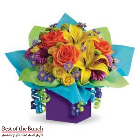 Flower Box Bouquet Rainbow - Best of the Bunch Florist Wellington