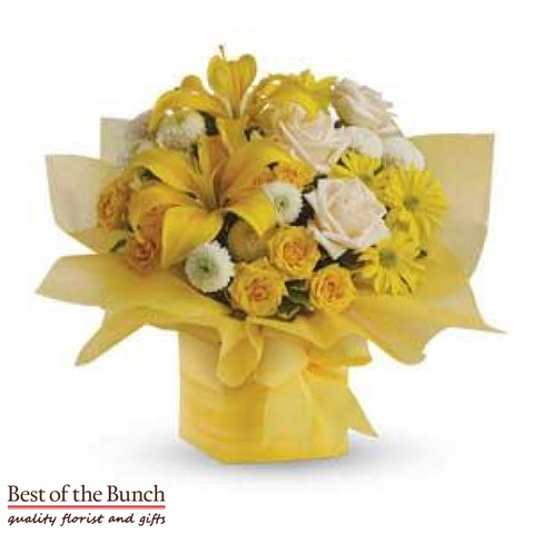 Flower Box Bouquet Sunshine - Best of the Bunch Florist Wellington