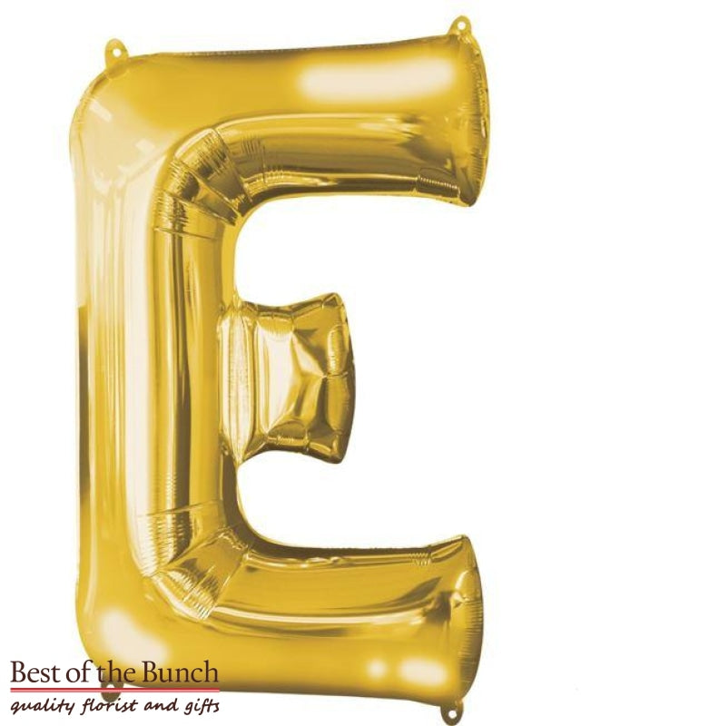 Giant XXL Extra Large Alphabet Letter E Gold Foil Helium Balloon 86cm (34") - Best of the Bunch Florist Wellington