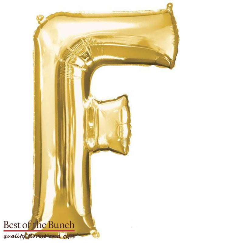 Giant XXL Extra Large Alphabet Letter F Gold Foil Helium Balloon 86cm (34") - Best of the Bunch Florist Wellington