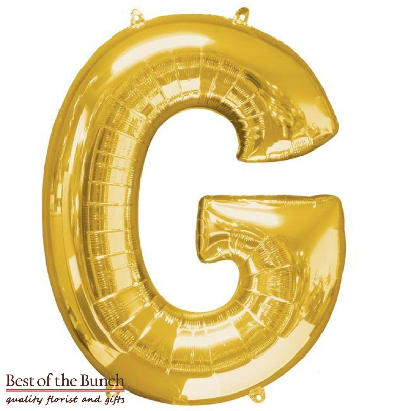 Giant XXL Extra Large Alphabet Letter G Gold Foil Helium Balloon 86cm (34") - Best of the Bunch Florist Wellington