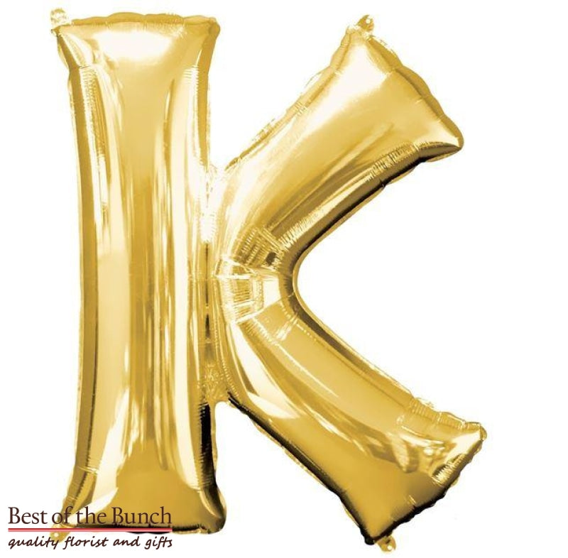 Giant XXL Extra Large Alphabet Letter K Gold Foil Helium Balloon 86cm (34") - Best of the Bunch Florist Wellington