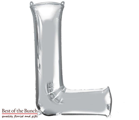 Giant XXL Extra Large Alphabet Letter L Silver Foil Helium Balloon 86cm (34") - Best of the Bunch Florist Wellington