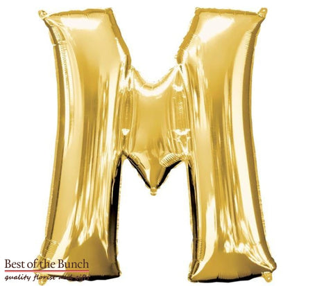 Giant XXL Extra Large Alphabet Letter M Gold Foil Helium Balloon 86cm (34") - Best of the Bunch Florist Wellington