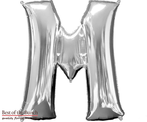 Giant XXL Extra Large Alphabet Letter M Silver Foil Helium Balloon 86cm (34") - Best of the Bunch Florist Wellington