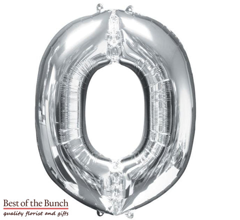 Giant XXL Extra Large Alphabet Letter O Silver Foil Helium Balloon 86cm (34") - Best of the Bunch Florist Wellington