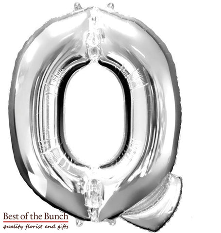 Giant XXL Extra Large Alphabet Letter Q Silver Foil Helium Balloon 86cm (34") - Best of the Bunch Florist Wellington