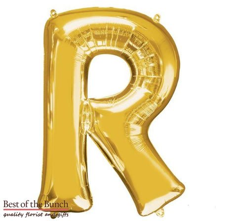 Giant XXL Extra Large Alphabet Letter R Gold Foil Helium Balloon 86cm (34") - Best of the Bunch Florist Wellington