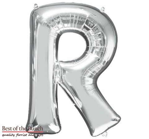 Giant XXL Extra Large Alphabet Letter R Silver Foil Helium Balloon 86cm (34") - Best of the Bunch Florist Wellington