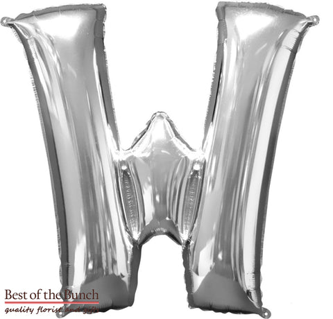 Giant XXL Extra Large Alphabet Letter W Silver Foil Helium Balloon 86cm (34") - Best of the Bunch Florist Wellington