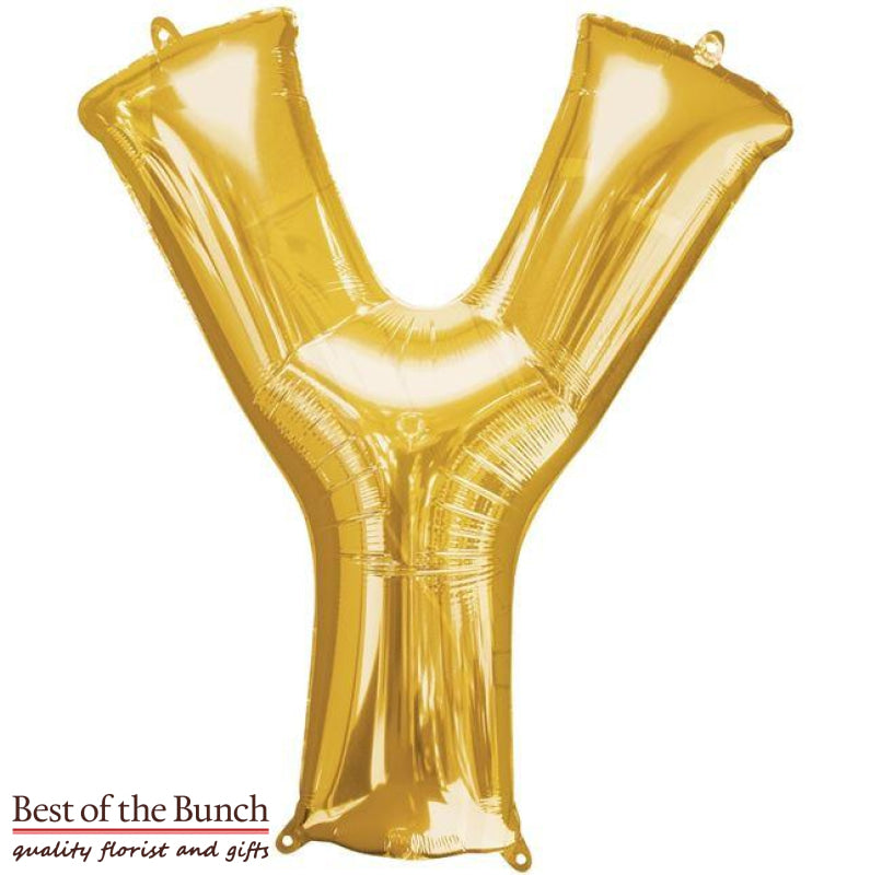 Giant XXL Extra Large Alphabet Letter Y Gold Foil Helium Balloon 86cm (34") - Best of the Bunch Florist Wellington