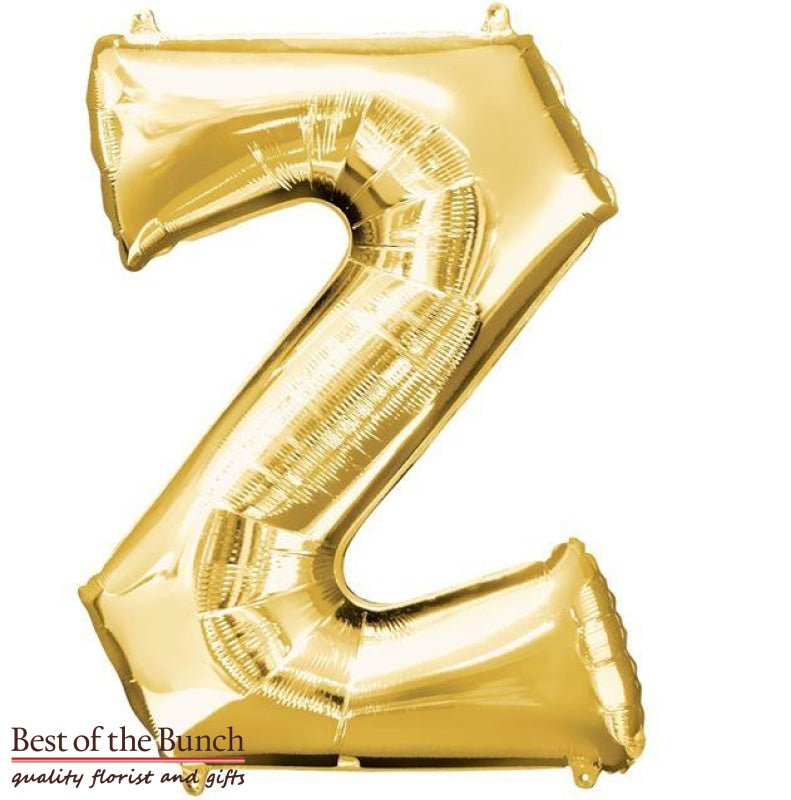 Giant XXL Extra Large Alphabet Letter Z Gold Foil Helium Balloon 86cm (34") - Best of the Bunch Florist Wellington