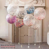 Giant XXL Extra Large Round Confetti Filled Latex Helium Balloons 60cm - Bouquet of Helium Balloons  - Choose Your Colours - Plain Colours - Best of the Bunch Florist Wellington