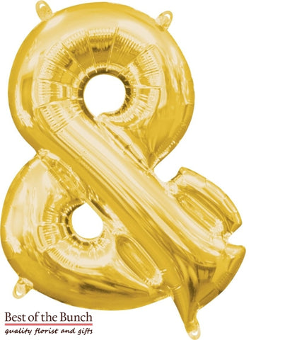 Giant XXL Extra Large Symbol & (and) Ampersand Gold Foil Helium Balloon 86cm (34") - Best of the Bunch Florist Wellington