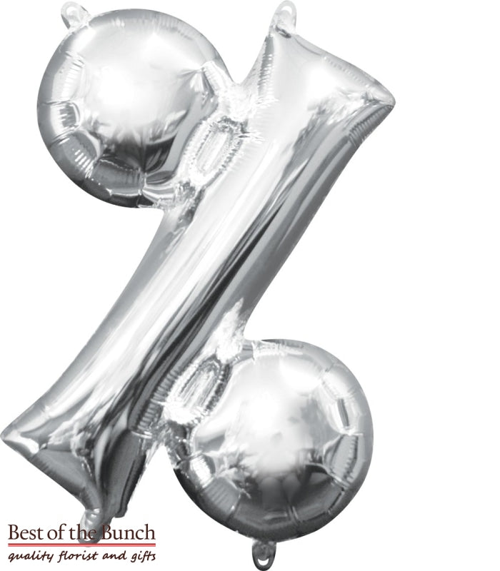 Giant XXL Extra Large Symbol % (percent) Silver Foil Helium Balloon 86cm (34") - Best of the Bunch Florist Wellington