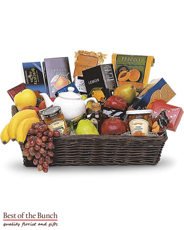 Gift Basket Grand Gourmet Food With Fruit & Tea - Best of the Bunch Florist Wellington