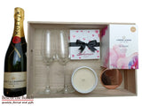 congratulations champagne chocolates and flutes gift for two delivered Wellington same day delivery. Congratulations for two with wine or champagne and glasses gift boxes gift baskets and gift hampers delivery Wellington. Chocolate with champagne gift ideas for boxes baskets and hampers delivered same day in Wellington