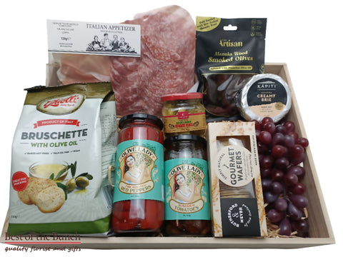 Gift Box Italian Antipasto, Tapas or Charcuterie Board gift boxes, gift baskets and gift hampers delivered Wellington same day delivery. Gift Box Italian  Antipasto, Tapas or Charcuterie Board delivered