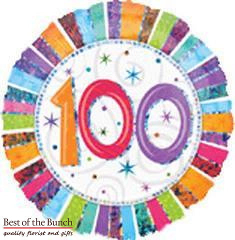 Happy 100th Birthday Foil Helium Balloon 45cm (18") - Best of the Bunch Florist Wellington