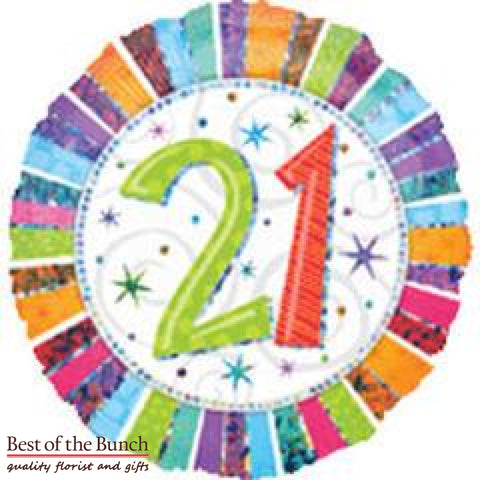Happy 21st Birthday Foil Helium Balloon 45cm (18") - Best of the Bunch Florist Wellington