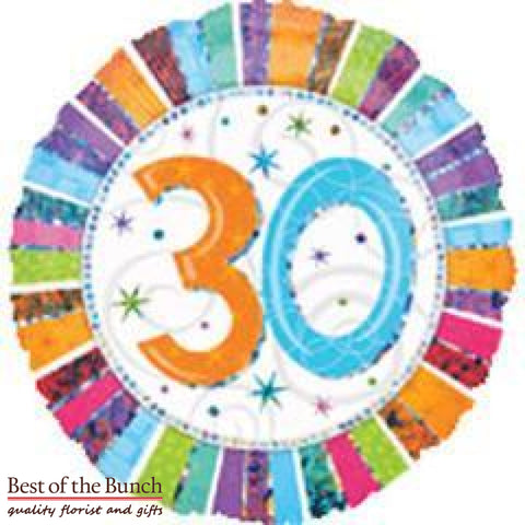 Happy 30th Birthday Foil Helium Balloon 45cm (18") - Best of the Bunch Florist Wellington