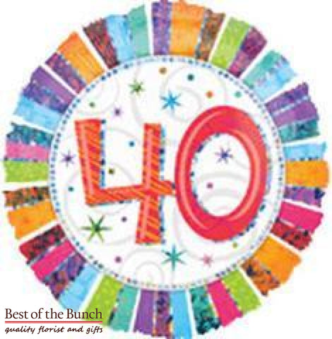 Happy 40th Birthday Foil Helium Balloon 45cm (18") - Best of the Bunch Florist Wellington