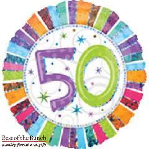 Happy 50th Birthday Foil Helium Balloon 45cm (18") - Best of the Bunch Florist Wellington