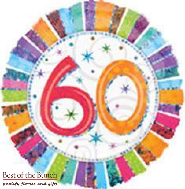 Happy 60th Birthday Foil Helium Balloon 45cm (18") - Best of the Bunch Florist Wellington