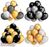 Metallic Gold, Silver, Black Latex - Solid Colours Bouquet of Helium Balloons  - Choose Your Colours - Best of the Bunch Florist Wellington